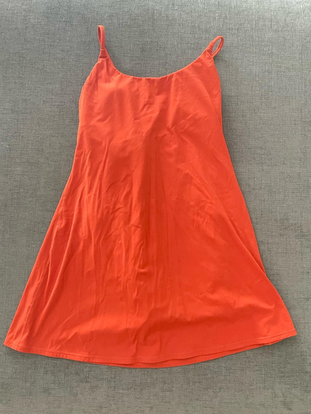 Women's Orange Slip Romper Dress- Lightweight Spaghetti Strap Chemise